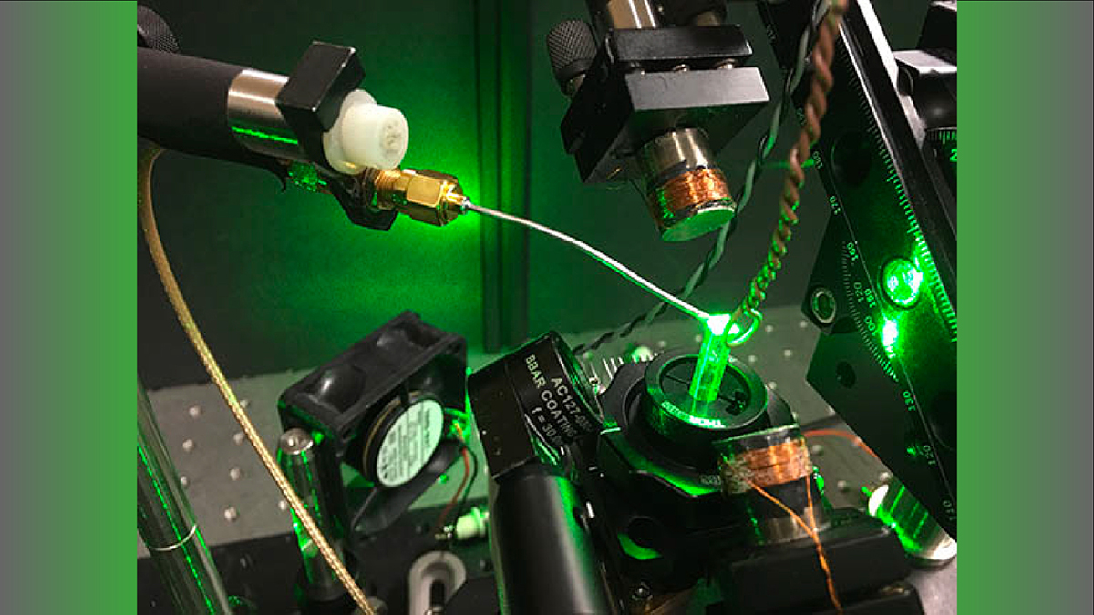 Photo of a diamond chip NV experiment