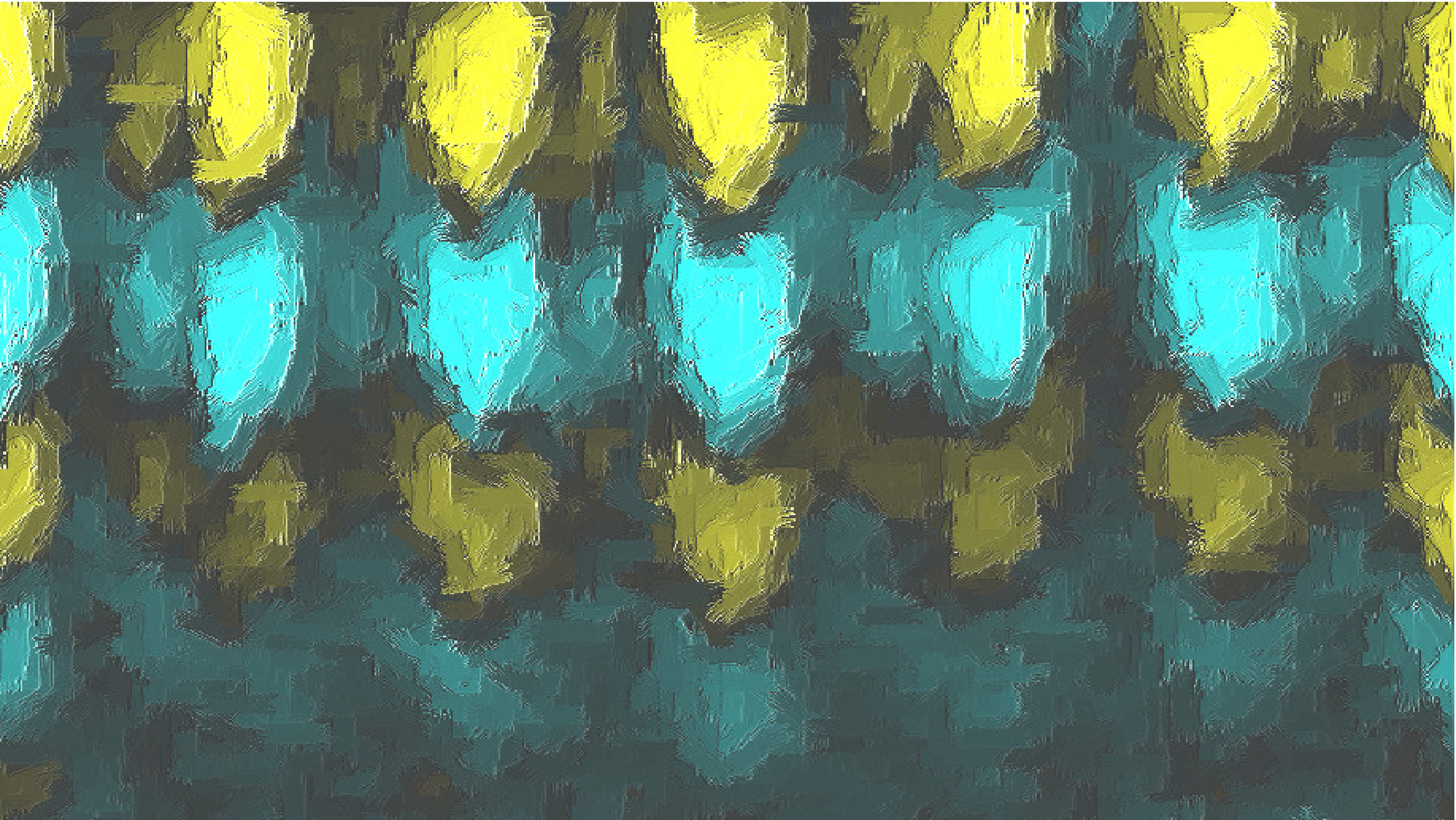 Yellow and blue petals in a row