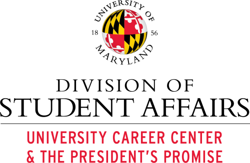 Logo: University of Maryland Division of Student Affairs: University Career Center and the President's Promist